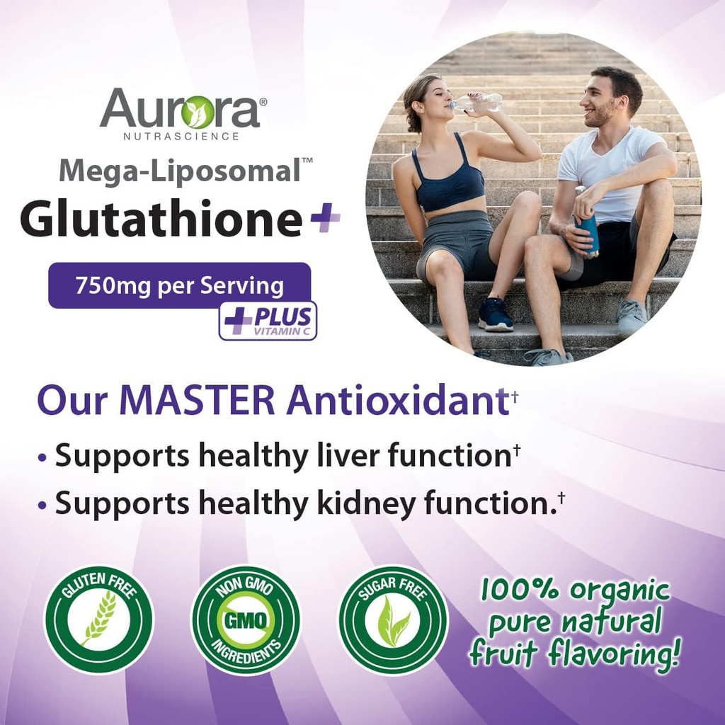 Vida Lifescience Aurora Nutrascience Mega Liposomal Glutathione, 750 mg, and Vitamin C, 3,000 mg, Immune Support and Antioxidant Bundle 5
