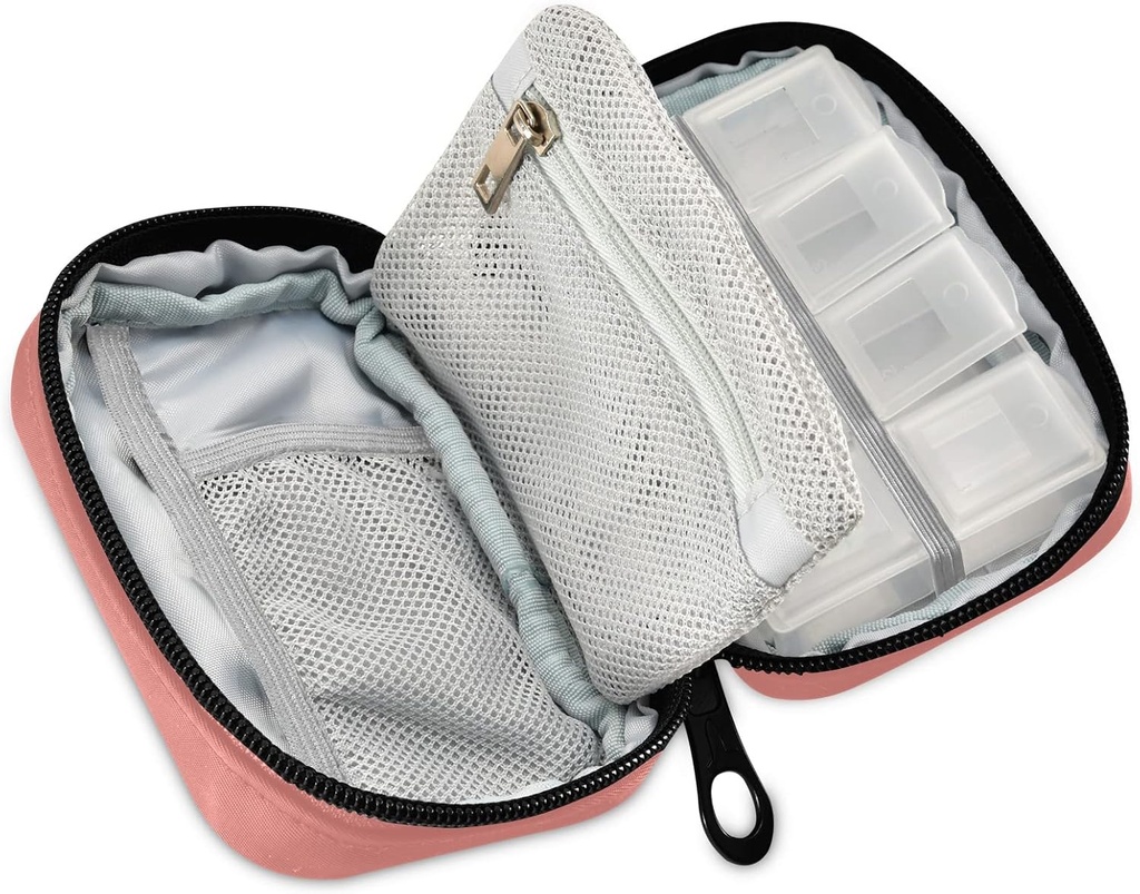 Dog and Cat in Love Pill Box 7 Day Pill Case Travel Pill Organizer Bag with Zipper Portable Weekly Case Compact Size for Vitamin Supplement Holder 3