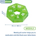 EZY DOSE Weekly Pill Organizer, Medicine Box, and Vitamin Planner, Travel Pill Planner, Portable Storage, 7-Sided, Green, BPA Free 3