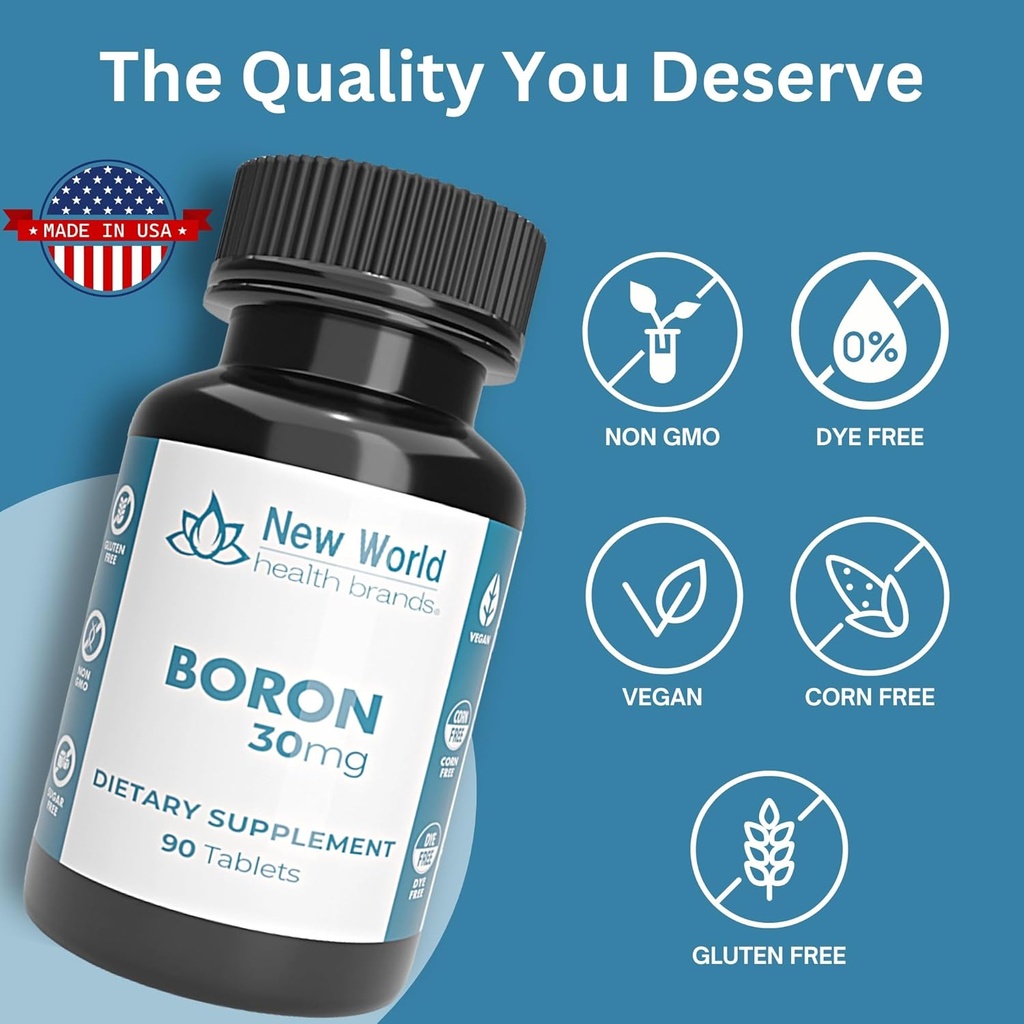 30mg Boron Tablets - 90 Tablets | New World Health Brands | Trace Minerals Your Body Needs to Maintain Optimal Health and Wellness 5