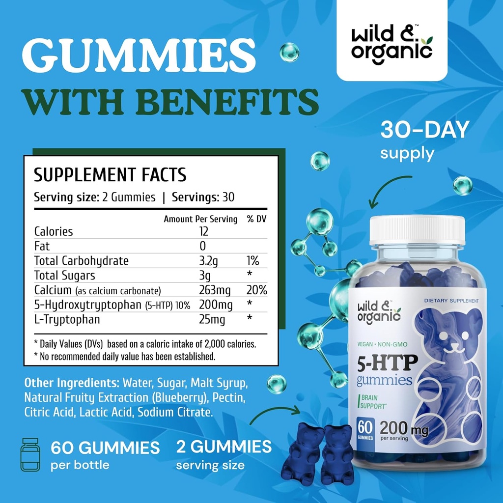 Wild & Organic Mood Support Tincture 4 fl oz & 5-HTP Gummies 6