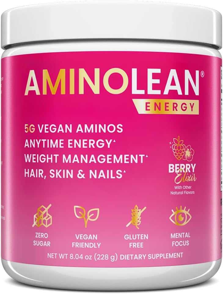 AminoLean Pre Workout Powder, Amino Energy with Natural Caffeine from Green Tea, Vegan BCAA Amino Acids, Cherry Lime (25 Serv) 2