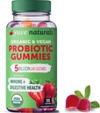 Yuve Vegan USDA Organic Probiotic Gummies - 5 Billion CFU - Promotes Digestive Health & Immunity - Helps with Constipation, Bloating, Detox, Leaky Gut & Gas Relief - Natural, Non-GMO, Gluten-Free 30ct 2