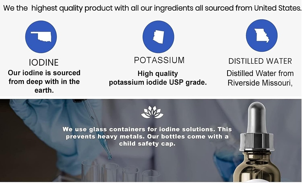 A2Z Organic Lugol's Iodine and Potassium Iodide 2% Solution 3000 mcg - Liquid Supplement Drops for Thyroid Support for Women & Men, Metabolism Health, Detox Boost -2 Fl Oz/Made in USA/Same Day Ship 5
