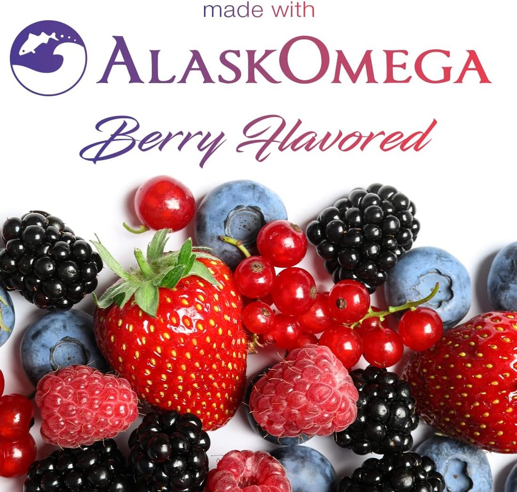 (2 Pack) Smarter Omega 3 Fish Oil, Berry Flavor, Burpless, Tasteless, 2000mg, Potent Triple Strength DHA EPA Brain OMEGA3, Made with AlaskOmega® 4
