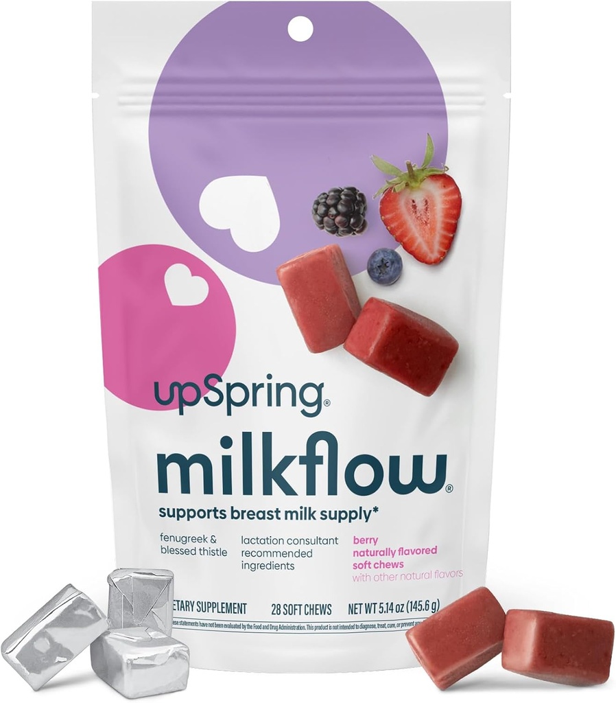 UpSpring Lactation Supplement for Breastfeeding, Lactation Snacks with Fenugreek and Blessed Thistle, Breastfeeding Essentials Support, Breast Milk Supply - Choco Raspberry (28 Count) 2
