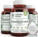 Natural Nutra Time Release Pantothenic Acid 500 mg, Vitamin B5 Supplement Helps Break Down Fat and Carbohydrates, Metabolism and Energy, Improve Muscle Health, 60 Vegetarian Tablets (2 Pack) 2