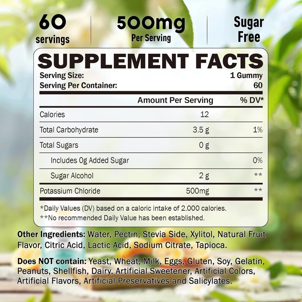 Potassium Gummies & Calcium Citrate Gummies, Sugar-Free, Potassium Chloride 500 mg, Calcium Citrate 1200 mg, Bone & Muscle Health 3