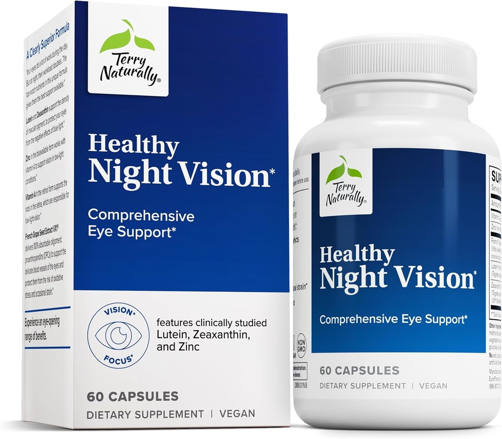 Terry Naturally Healthy Night Vision - Antioxidant Supplement to Support Eye Health & Aids Against Eye Fatigue - Vision Health Supplement to Support Healthy Macula with Zinc & Vitamin A - 60 Capsules 2
