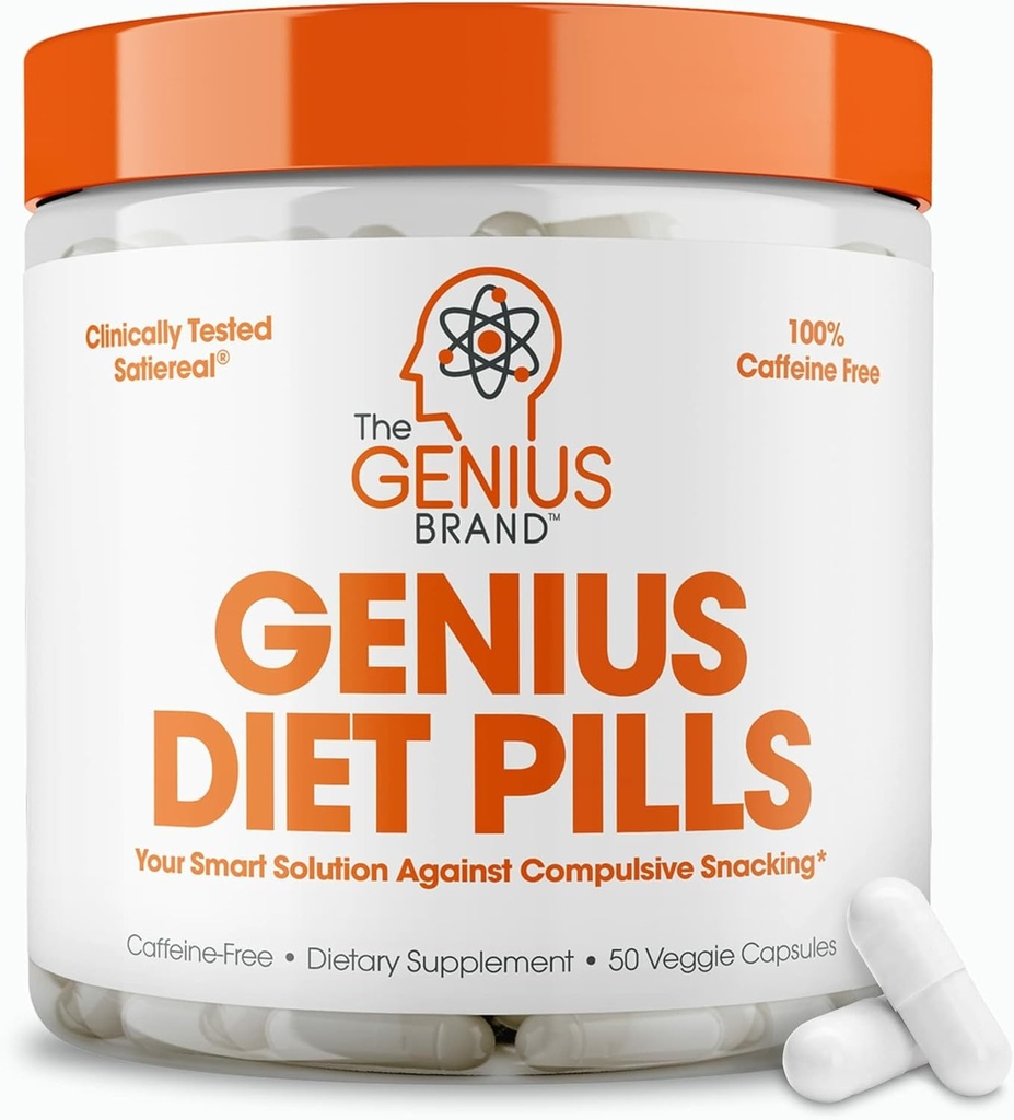The Genius Brand - Genius Diet Pills for Weight Loss Support, 50 Veggie Capsules - Smart Appetite Suppressant for Women and Men - Natural 5-HTP & Saffron Supplement - Cortisol & Thyroid Support 2