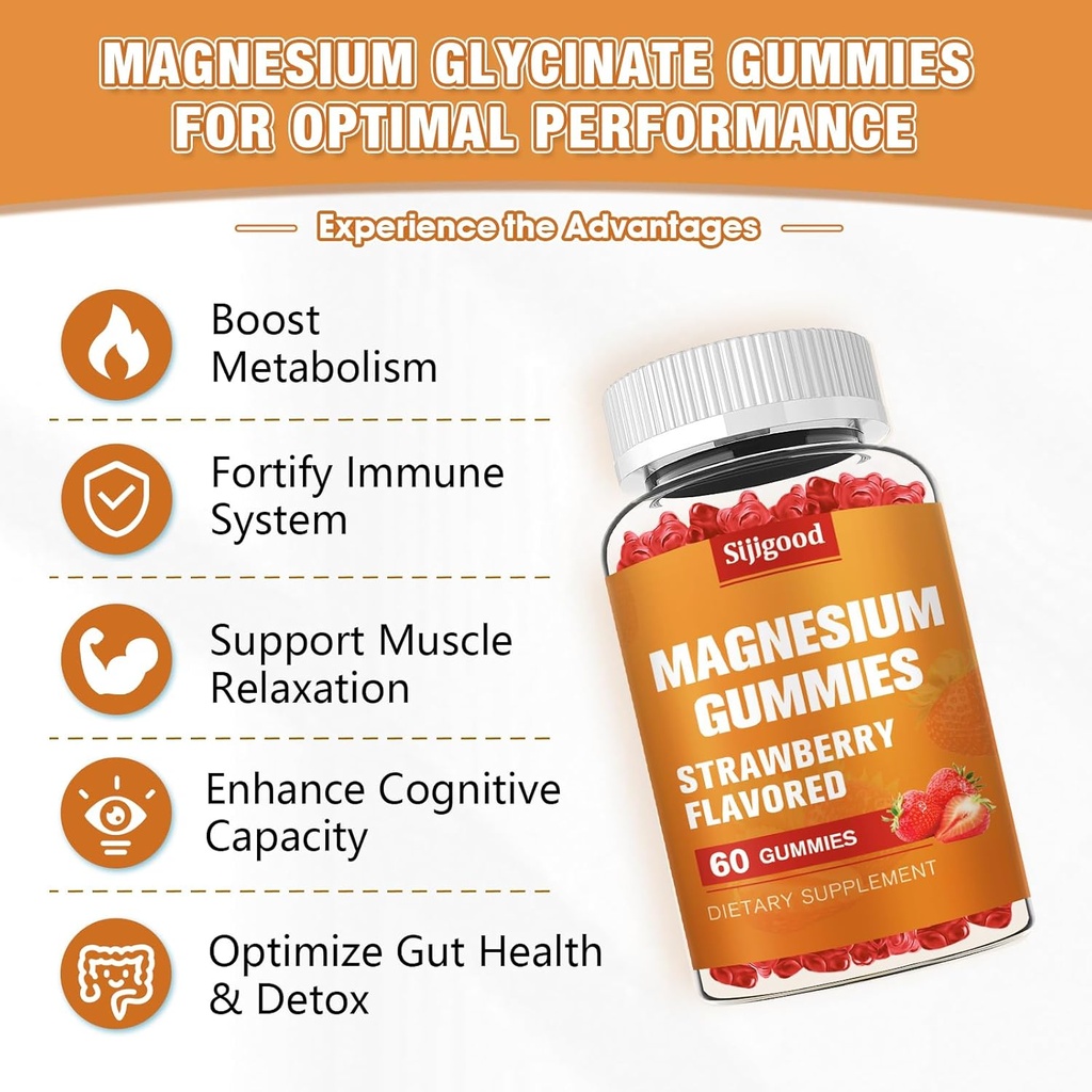 High Absorption Magnesium Glycinate Gummies 600mg per Serving - 60 Vegan Gummies - Promotes Healthy Relaxation, Muscle, Bone, & Energy Support for Adults 6