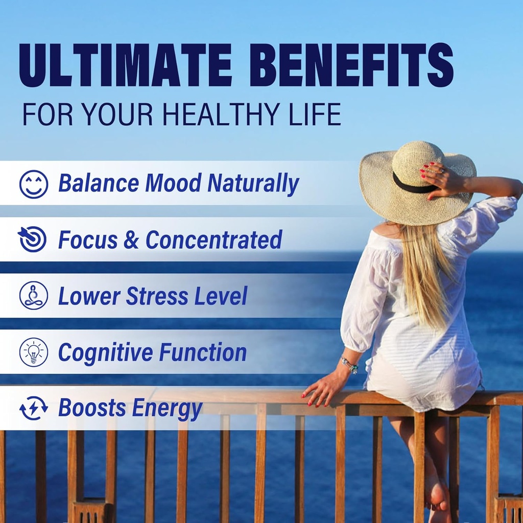 L Tyrosine Gummies 1100mg Mood Support Blend with Ashwagandha, L-Theanine, Vitamin B Complex B6, Folate B9, for Focus & Memory, Cognition & Brain Function, Energy Boost, Stress Support, Vegan 60Cts 6