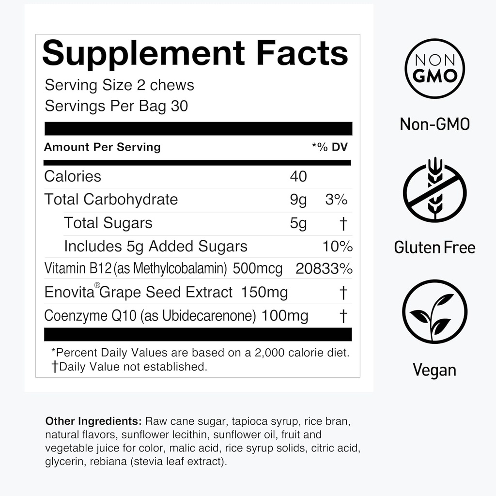 Humann SuperGrapes Chews & SuperBeets Energy Plus 4