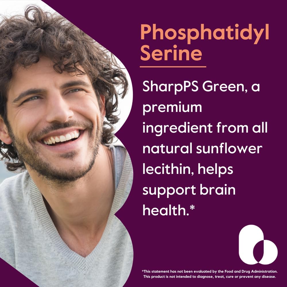 BESTVITE Phosphatidylserine 100mg per Capsule (240 Vegetarian Capsules) (120x2) with Sharp-PS® Green - Patented and Clinically Tested - Stearate Free - Soy Free - Gluten Free - Vegan - Non GMO 3