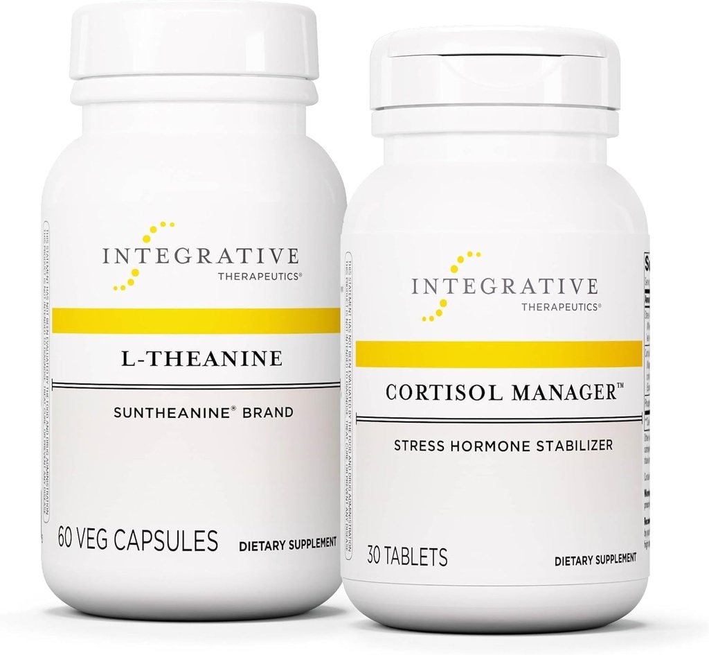 Integrative Therapeutics Bundle with Cortisol Manager, 30 Tablets & L-Theanine, 60 Capsules - Cortisol Manager for Stress Support with Ashwagandha* - L-Theanine to Support a Relaxed State* 2