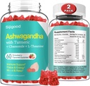 2 Pack Ashwagandha Gummies with L-theanine, Ashwa Root Supplement Gummy for Women Men, 120 Strawberry Flavored Gummies 2
