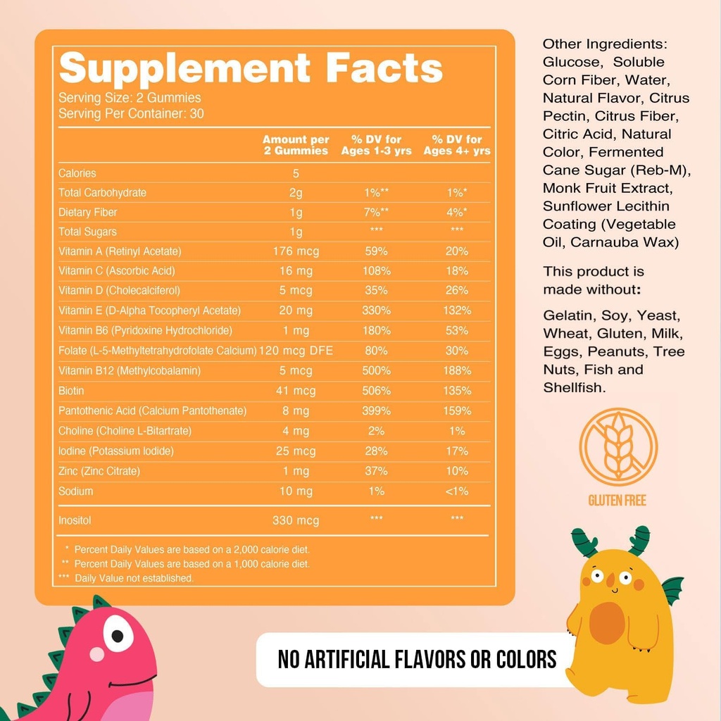 Naked Nutrition Kids Vitamin Gummies, Made in USA, GMO Free, Gluten-Free, Gelatin Free, Vegan, Kids Vitamins A, C, D, E, B6, B12, Zinc, 3 Fruit Flavors, 30 Day Supply 4