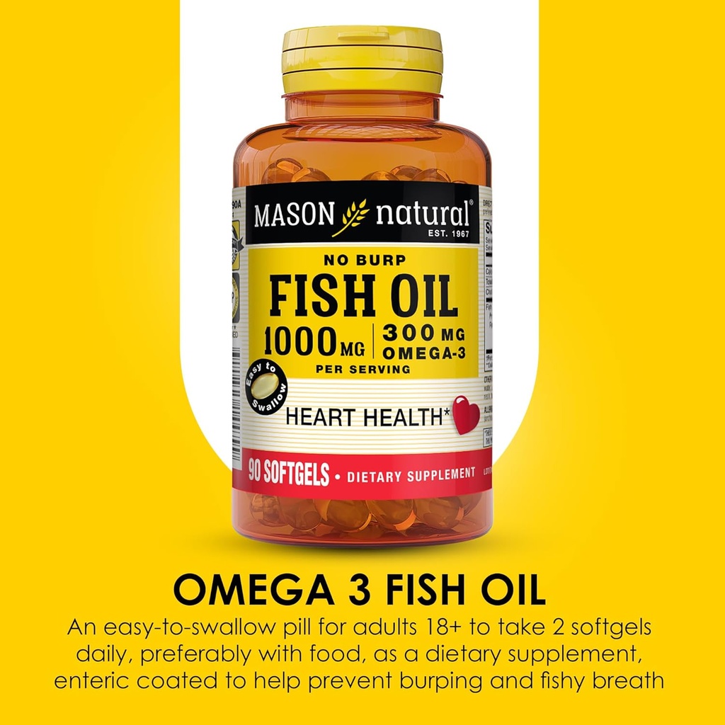 Mason Natural Omega,3 Fish Oil, 45,Day Supply, 1000mg with EPA and DHA for Joint Support, 90 Softgels (Pack of 3) 5