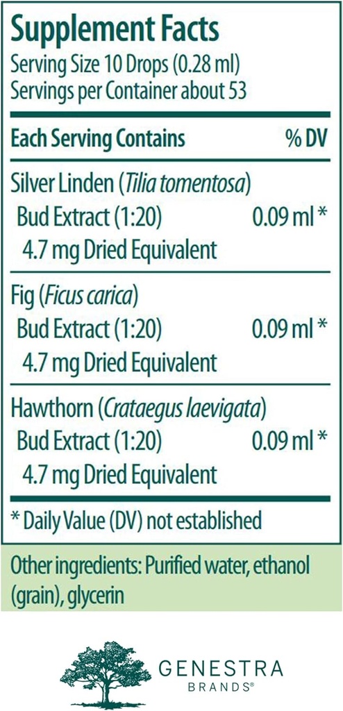 Genestra Brands Calm-gen | Silver Linden, Fig, and Hawthorn Herbal Supplement | 0.5 fl. oz. 3