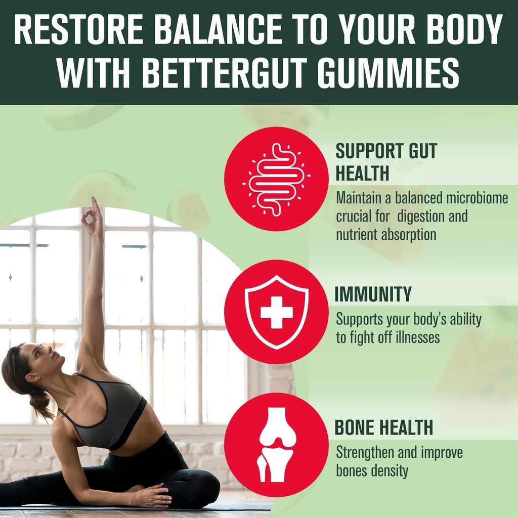 Betterbrand Better Gut Gummy - Probiotics Supplement for Gut Health, Digestive Support, Immunity and Bone Health with 2.5 Billion CFUs - Watermelon Flavor (30 Day Supply) 4