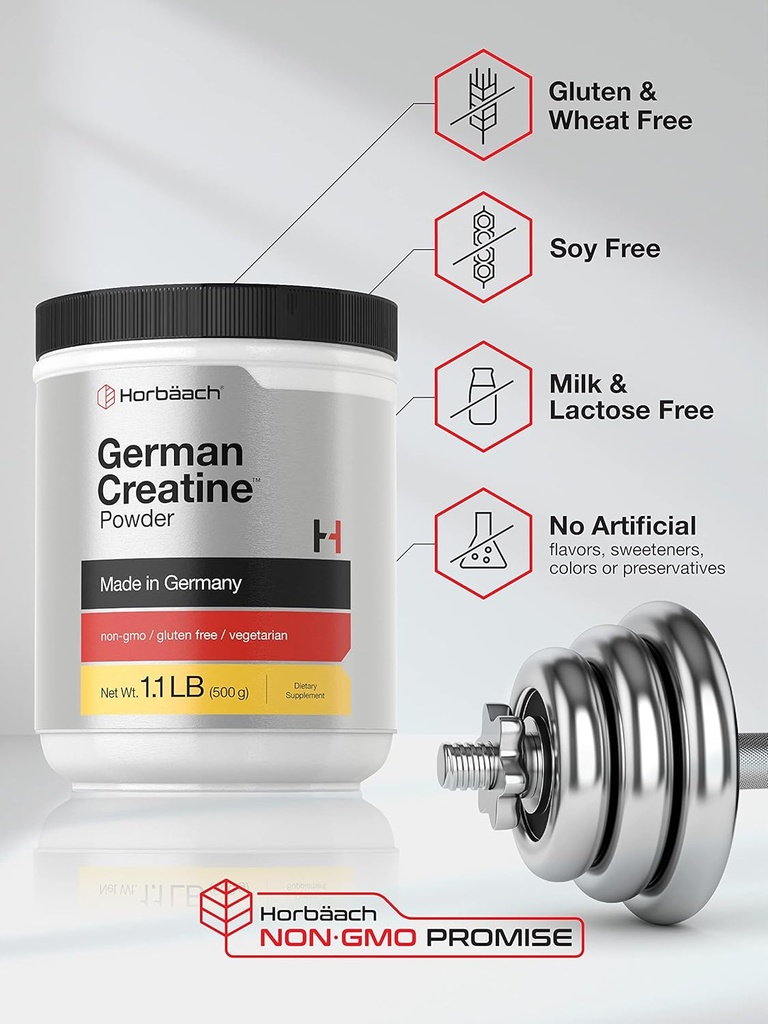Horbäach German Creatine Powder 500g | Made in Germany with Creapure | Vegetarian, Non-GMO, and Gluten Free Dietary Supplement 5