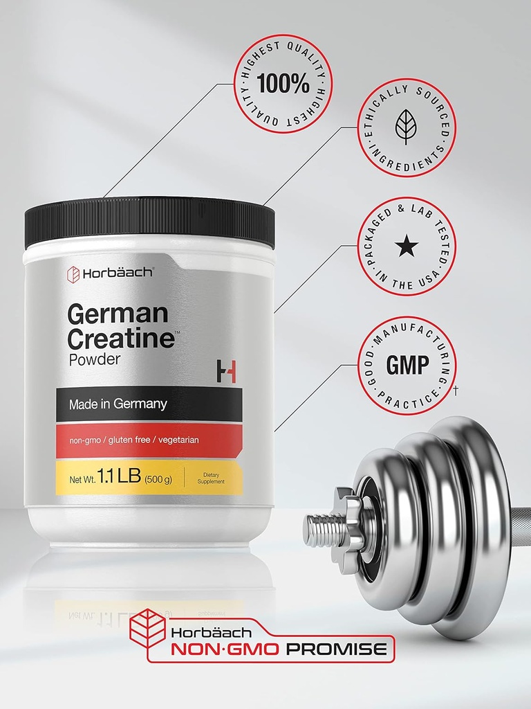 Horbäach German Creatine Powder 500g | Made in Germany with Creapure | Vegetarian, Non-GMO, and Gluten Free Dietary Supplement 6