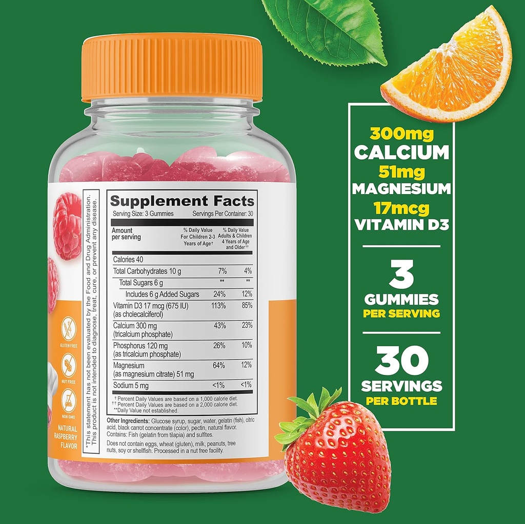 Lifeable Calcium Magnesium Kids + Biotin Kids, Gummies Bundle - Great Tasting, Vitamin Supplement, Gluten Free, GMO Free, Chewable Gummy 3