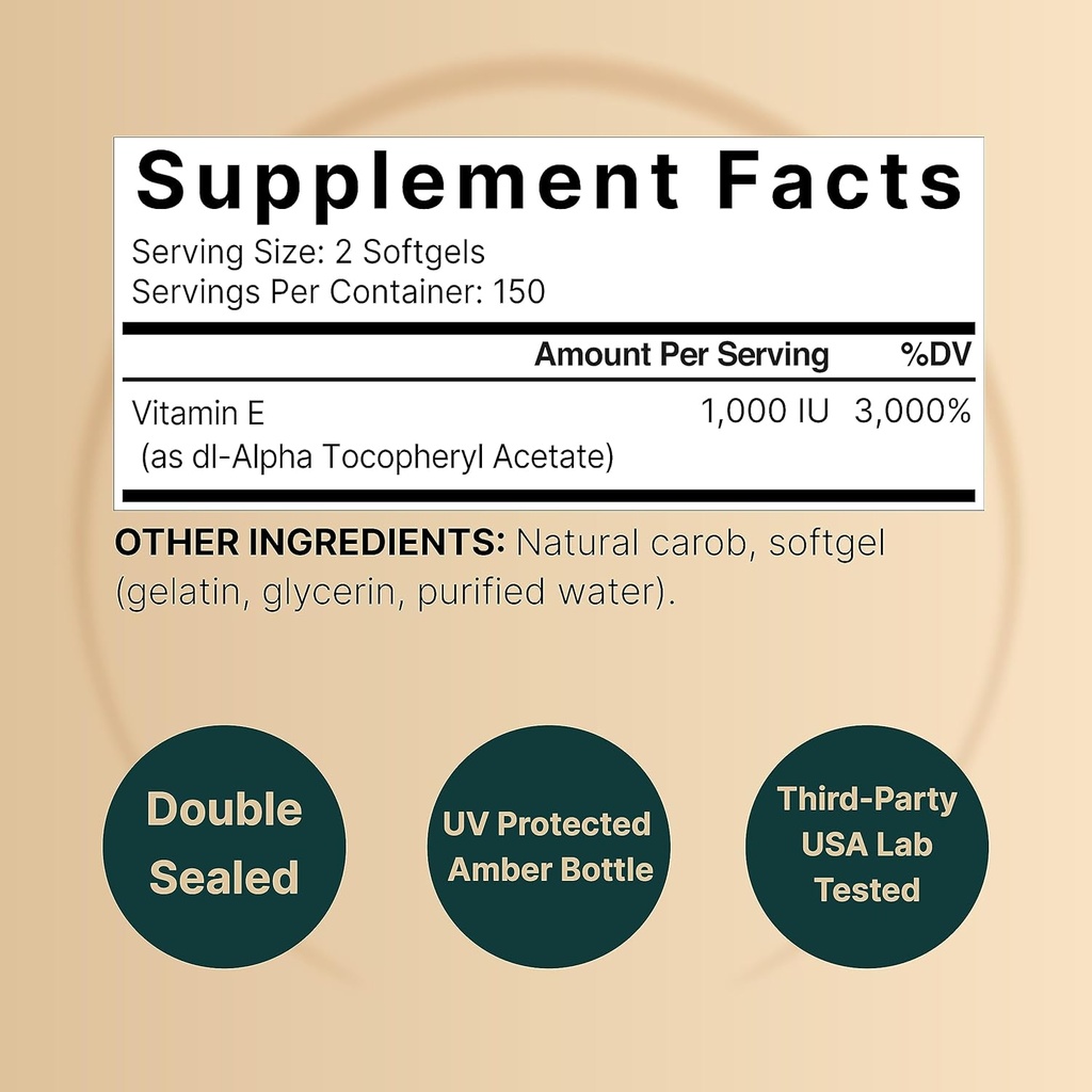 NatureBell Vitamin E Oil Softgels, 1,000iu Per Serving & Citrus Bergamot Veggie Capsules 5,000 mg Equivalent Bundle Pack | Easily Absorbed Form | High Antioxidant Level 4