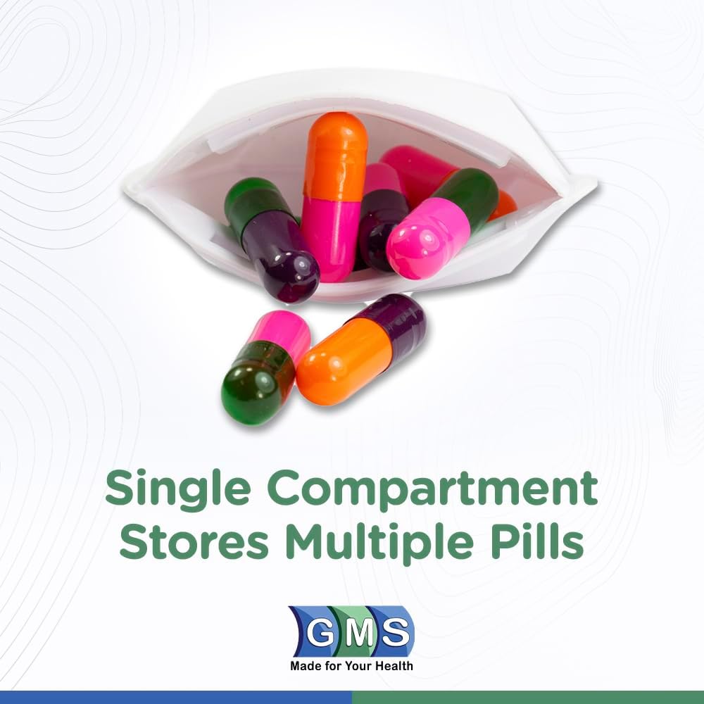 GMS Squeezable Pocket Pill Case - Small, Lightweight Pill Organizer Ideal for Travel - Holds Medicines Securely - Sturdy Design with Easy Fuss-Free Access - Pocket Sized & Discreet 6