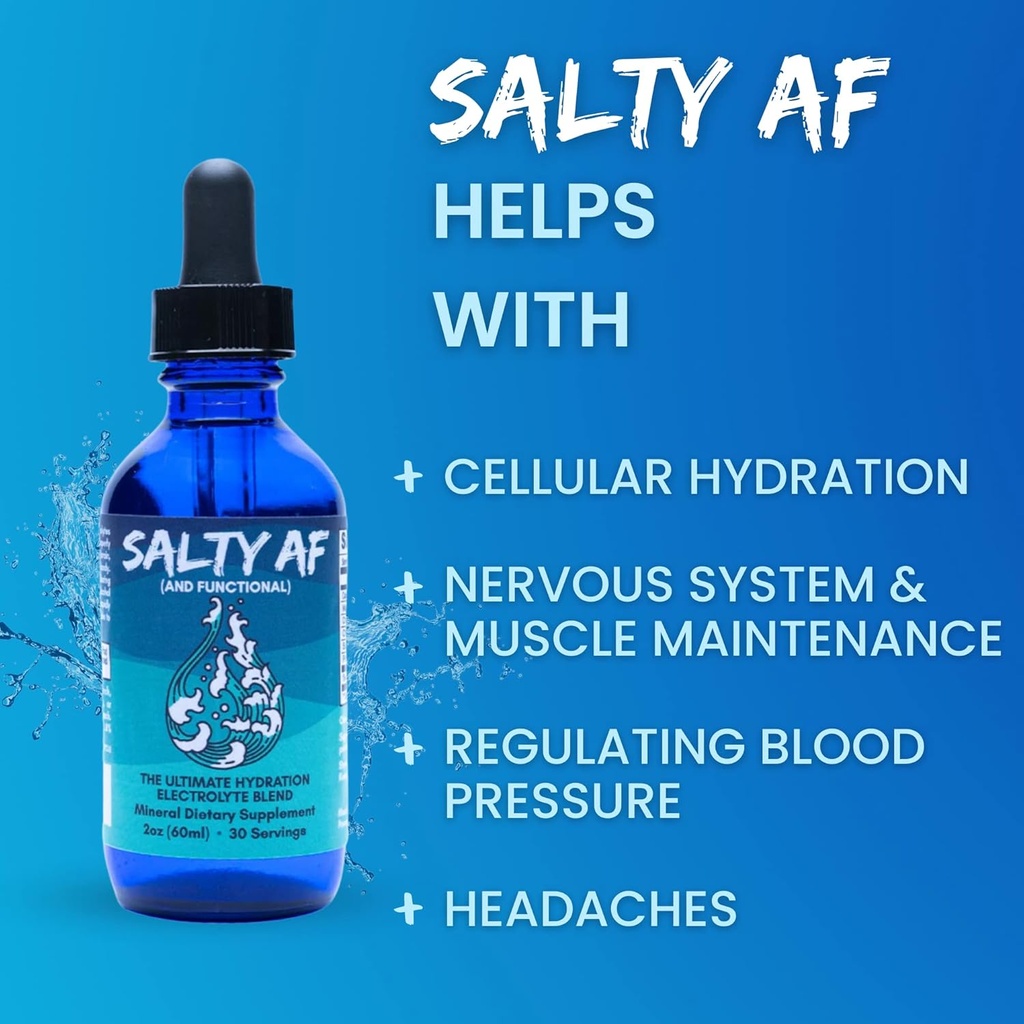Eidon Liquid Silica Mineral Concentrate and Salty AF Electrolyte Drink Mix - Silica Supplement for Hair, Skin and Nails, Unsweetened Liquid Electrolyte Drops for Water, No Added Sugar, Non GMO 4