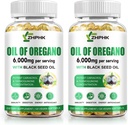 Oil of Oregano with Black Seed Oil, 6000mg Oregano Oil Capsules Organic Natural Carvacrol & Thymoquinone, Immune Digestive Support, Non-GMO, Gluten Free, 120 Count 2