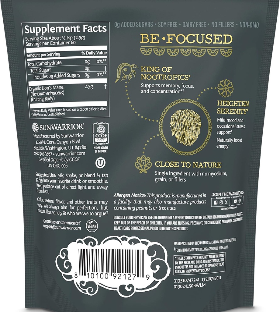 Organic Golden Milk Powder Ashwaghanda Turmeric Curcumin 90g pouch (30 srv) 3