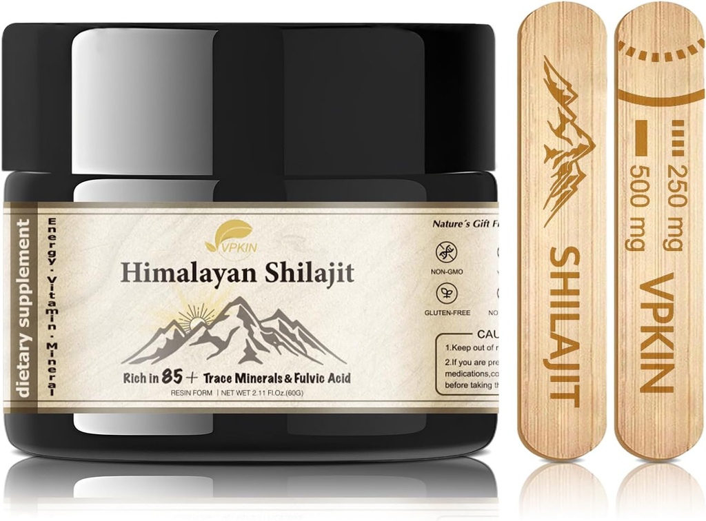 Shilajit Resin Pure Himalayan Natural Organic Shilajit Supplement with Fluvic Acid and 85＋ Trace Minerals for Energy,Immune & Metabolism Support,60 Grams 2