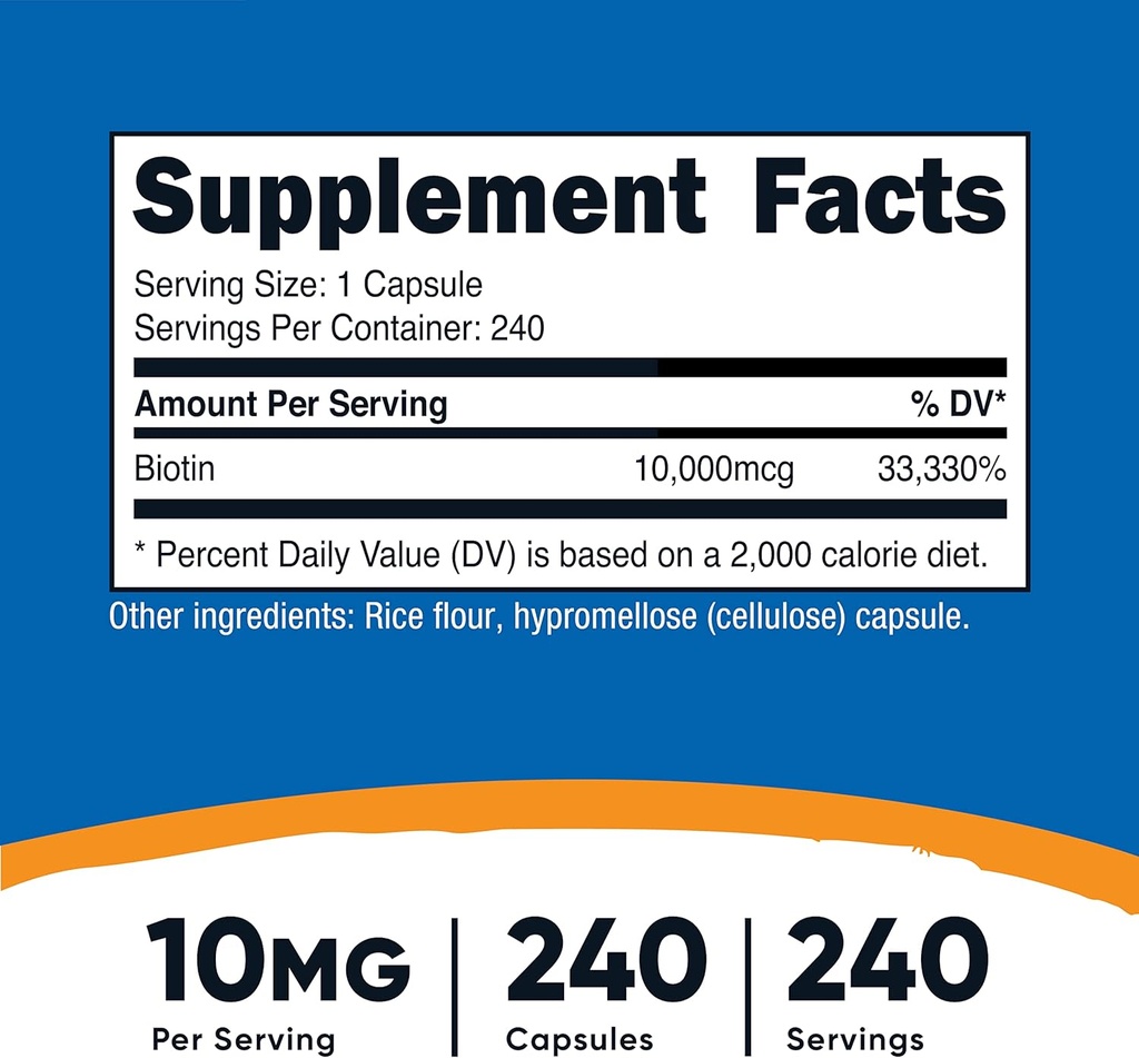 Nutricost Biotin (Vitamin B7) 10,000mcg, 240 Caps (3 Bottles) - Non-GMO, Gluten Free 3
