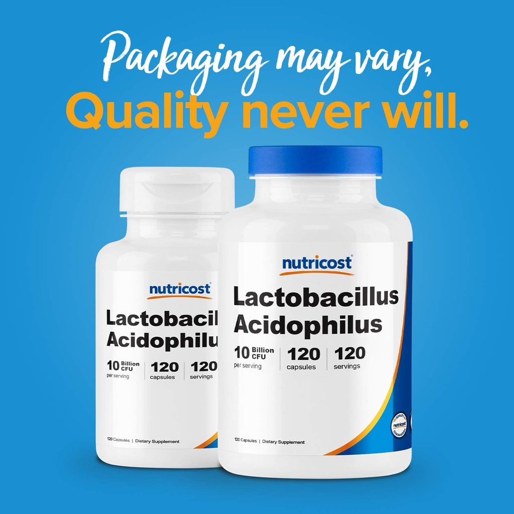 Nutricost Lactobacillus Acidophilus 10 Billion CFU, 120 Veggie Capsules - Probiotic (2 Bottles) 4
