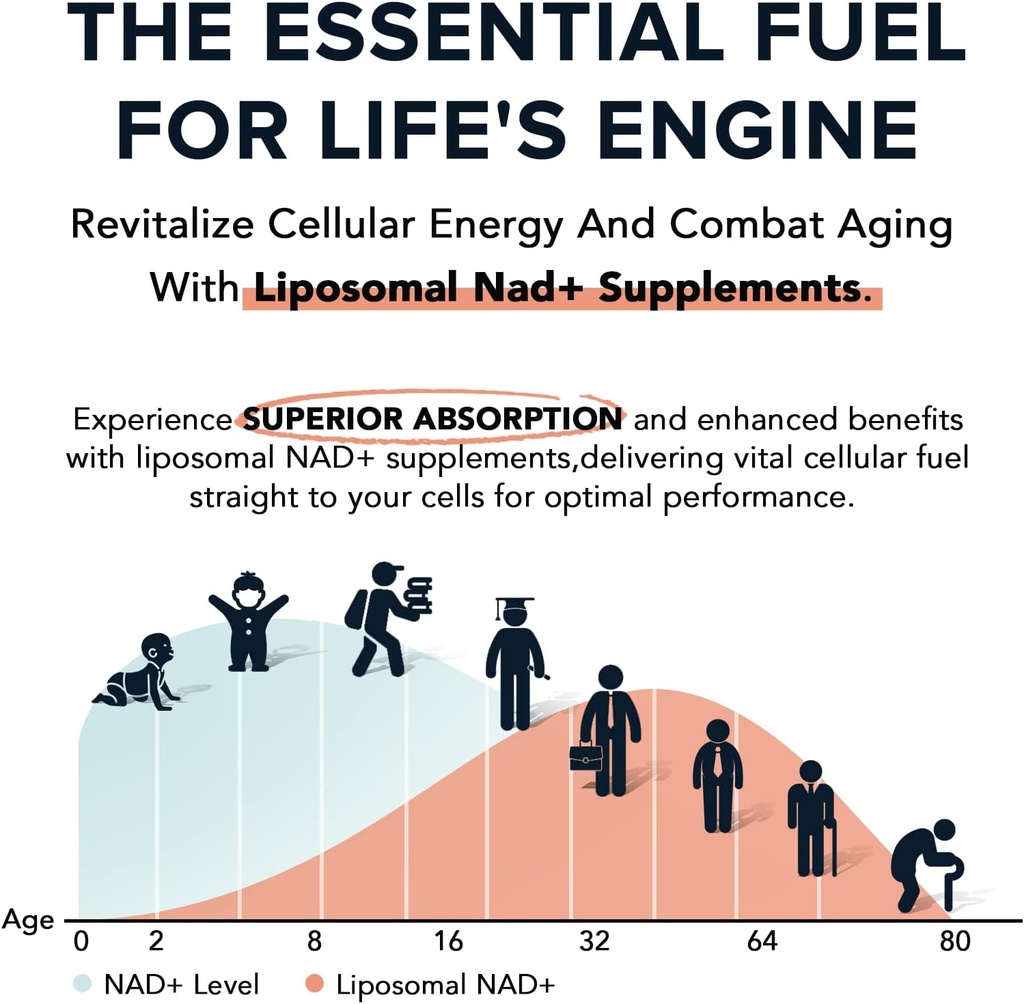 1600 mg Liposomal NAD Supplement 1600 mg, 98% Pure NAD+ Supplement, Superior Absorption, Alternative to Nicotinamide Riboside or NADH to Boost NAD+ for Aging Defense, Energy, Longevity, 240 Softgels 4