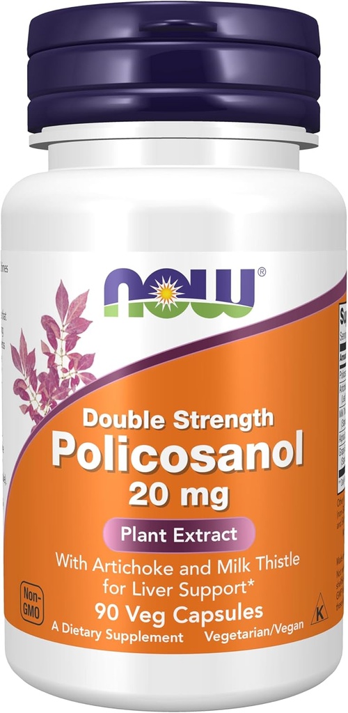 NOW Foods Supplements, Policosanol 20 mg, Double Strength, Blend of Long-Chain Fatty alcohols (LCFAs) Derived from Sugar Cane, 90 Veg Capsules 2