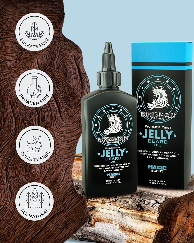 Bossman Jelly Beard Oil for Men (4 oz, Magic Scent) – Softens, Moisturizes & Conditions with Natural Ingredients 6