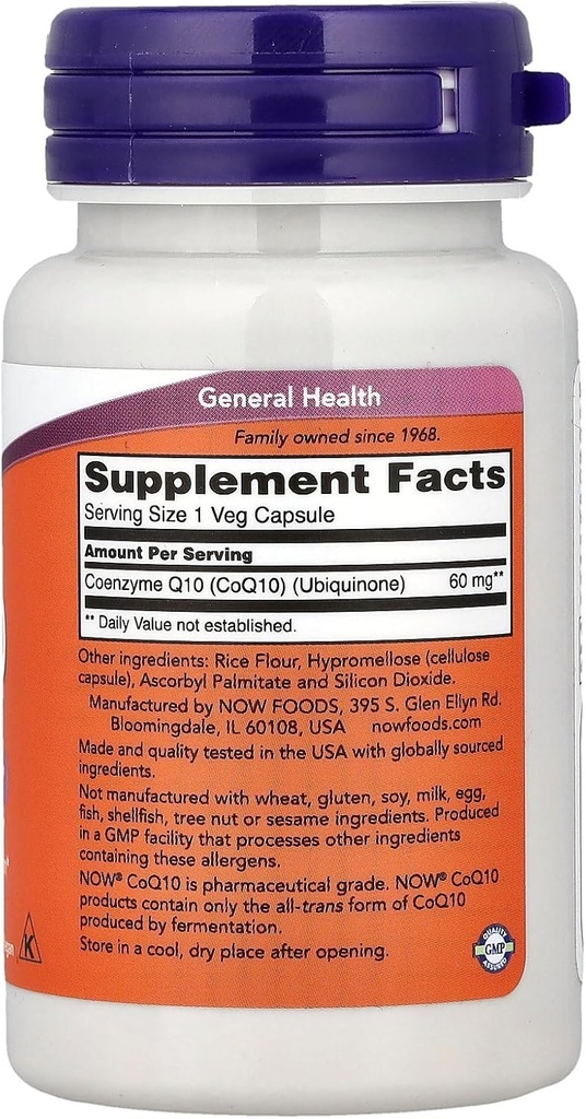 NOW Foods CoQ10, 60 mg, 60 Veg Capsules 3