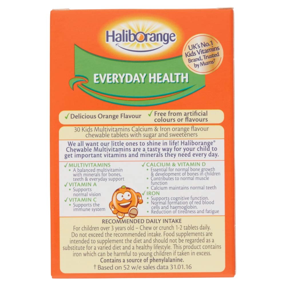 Haliborange Seven Seas Kids Multivitamins Calcium & Iron 30 Orange Flavour Chewable Tablets 3