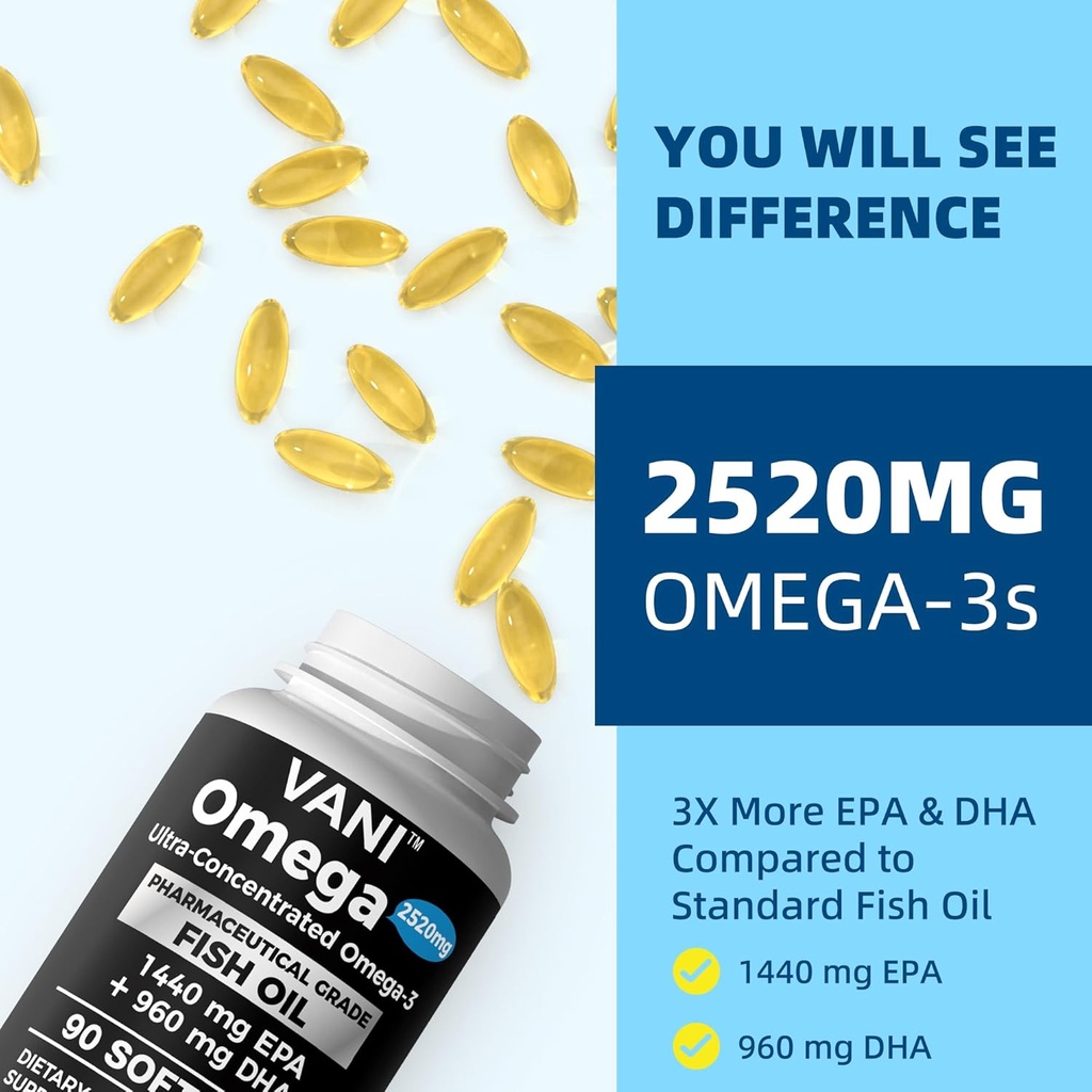 Pharmaceutical Grade Omega 3 Fish Oil, KD-PUR Premium Germany Fish Oil Supplements 2520mg with EPA & DHA- Supports Brain, Heart & Immunity (90 Softgels) 4