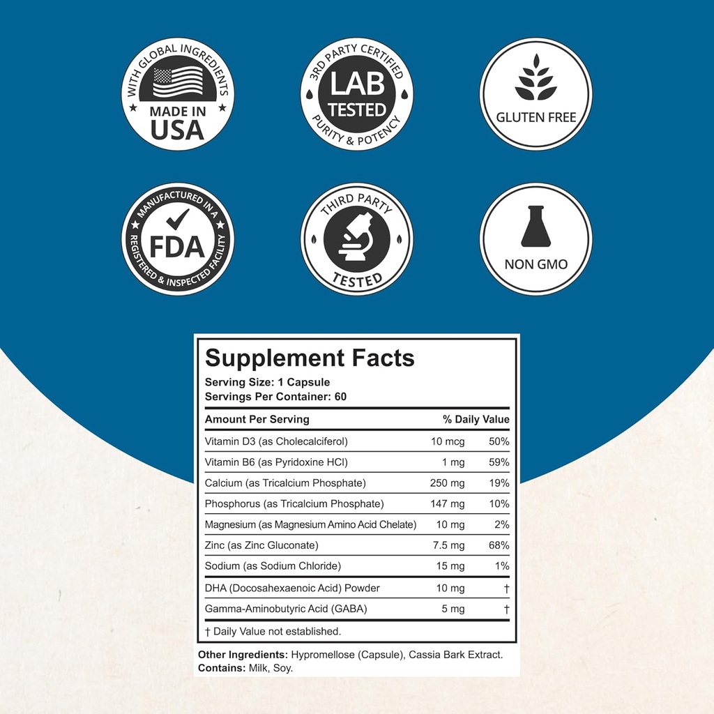NuBest Grow Power - Calcium Supplement - Magnesium Supplement with Vitamin D3, B6, Zinc, Phosphorus and Multivitamin for Strong Bones, Overall Health for Age 10+ | Pack 2 4