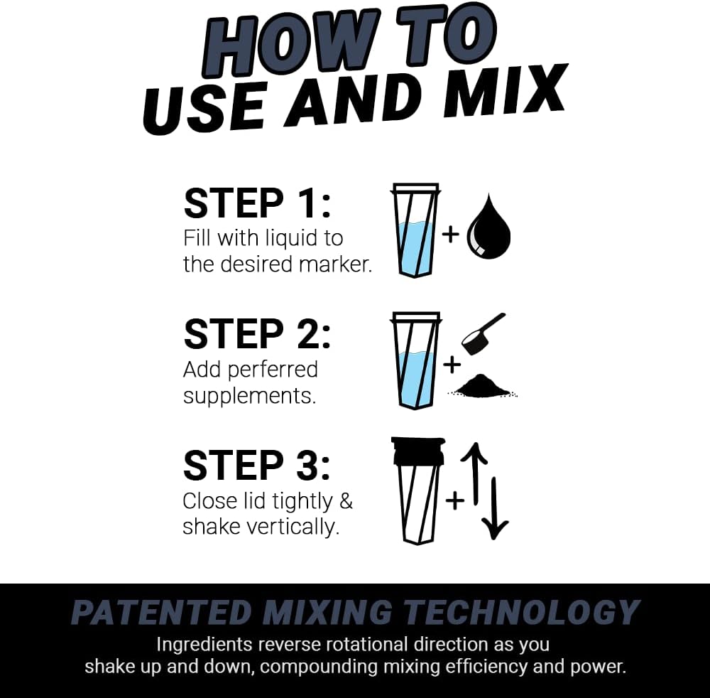 HELIMIX 2.0 Vortex Blender Shaker Bottle Holds upto 28oz | No Blending Ball or Whisk | USA Made | Portable Pre Workout Whey Protein Drink Shaker Cup | Mixes Cocktails Smoothies Shakes | Top Rack Safe 4
