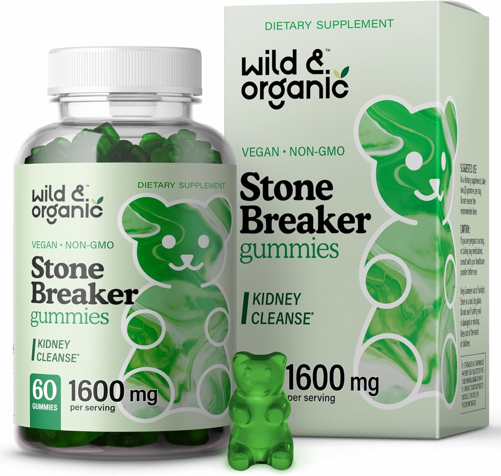 Wild & Organic Chanca Piedra Stone Breaker Gummies 1600mg - Kidney Cleanse Detox & Gallbladder Support - Kidney Stones Dissolver w/Chanca Piedra Herb - 60 Vegan Gummies 2
