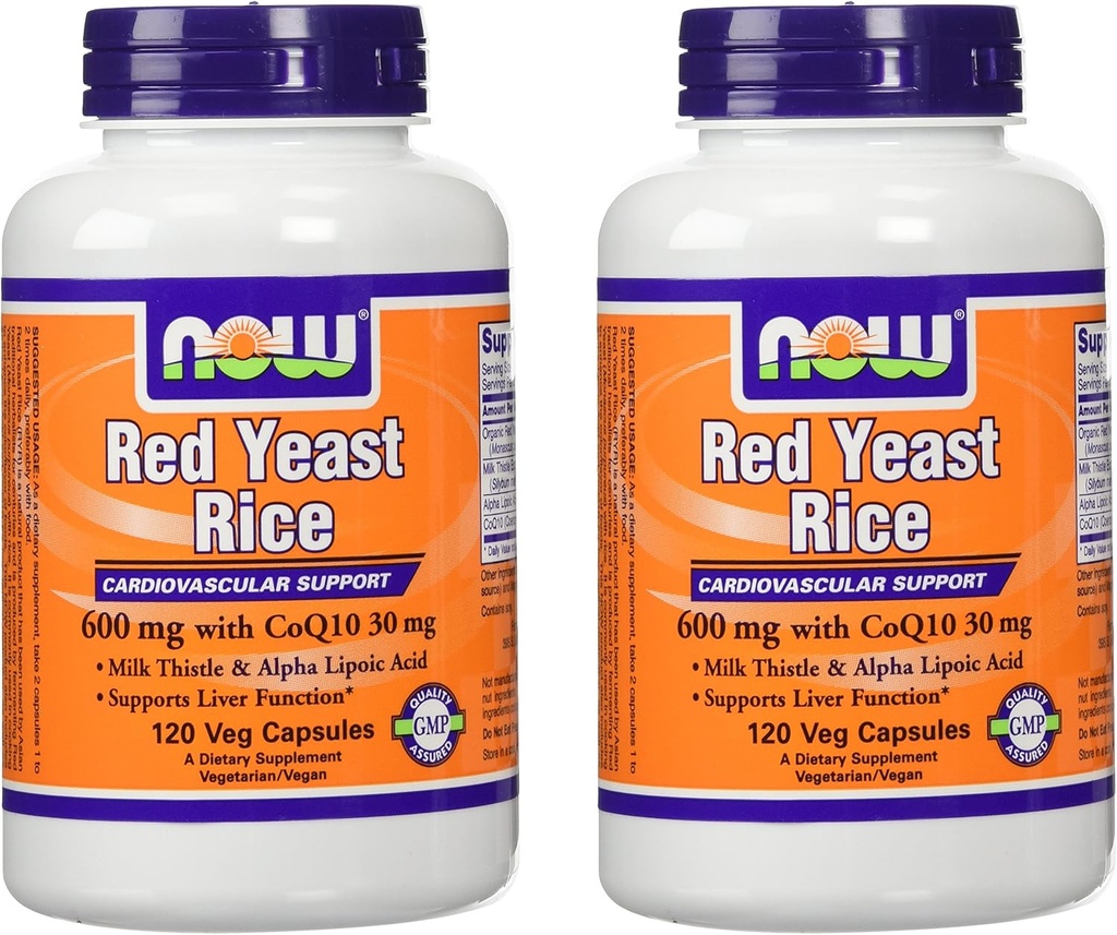 NOW Foods 600mg Red Yeast Rice & 30mg Coq10, 120 caps (pack of 2) 2