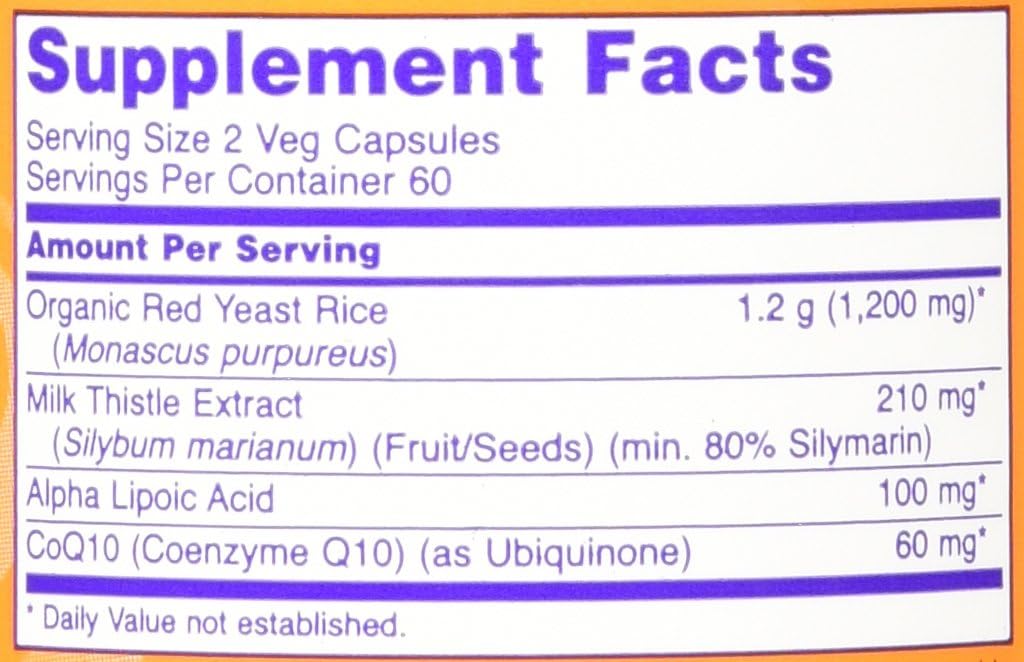 NOW Foods 600mg Red Yeast Rice & 30mg Coq10, 120 caps (pack of 2) 5