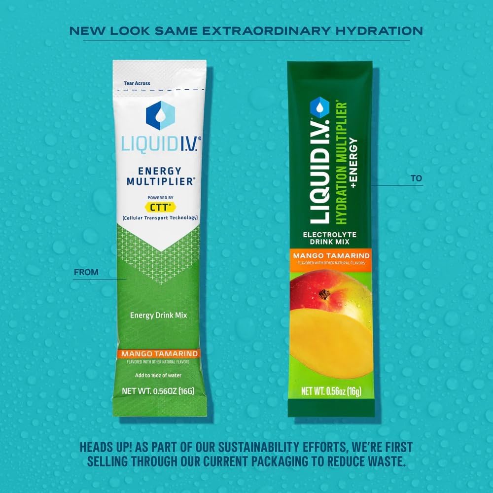 Liquid I.V.® Hydration Multiplier +Energy - Mango Tamarind | Electrolyte Powder Drink Mix | 1 Pack (14 Servings) 4