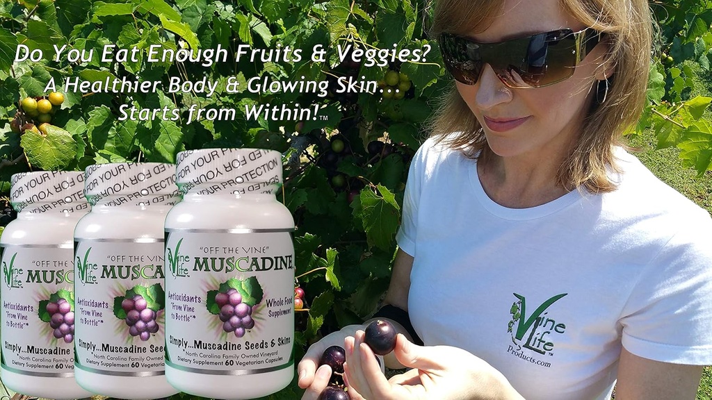 VineLife Muscadine Grape Seed & Skin 650mg - 60 Veggie Capsules - Antioxidant Superfood - 1300mg Per Serving - Natural Resveratrol 6