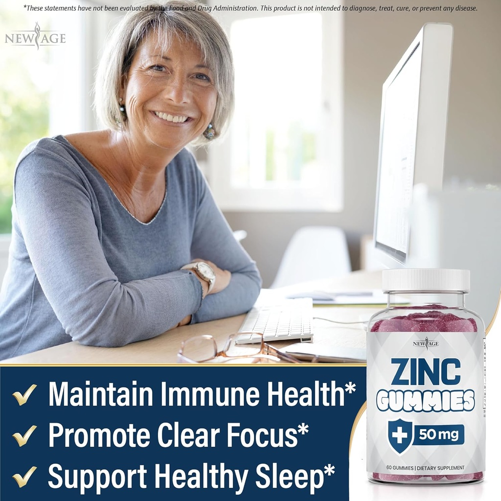 NEW AGE Zinc Gummies - 50mg High Immune Booster Zinc Supplement, Immune Defense, Powerful Natural Antioxidant, Non-GMO 180 Count (Pack of 3) 5