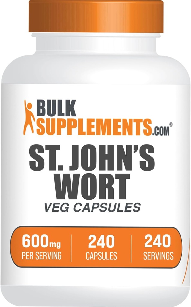 BulkSupplements.com St. Johns Wort Capsules - Hypericum Perforatum, St. John's Wort Herbal Supplements - Vegan, 1 Capsule per Serving, 240 Veg Capsules (Pack of 1) 2